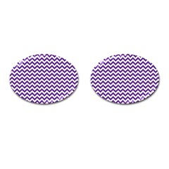 Purple And White Zigzag Pattern Cufflinks (oval) by Zandiepants