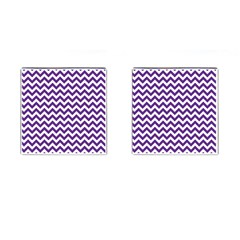 Purple And White Zigzag Pattern Cufflinks (square) by Zandiepants