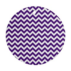 Purple And White Zigzag Pattern Round Ornament (two Sides)