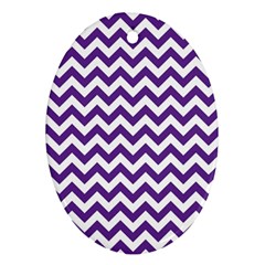 Purple And White Zigzag Pattern Oval Ornament (two Sides)