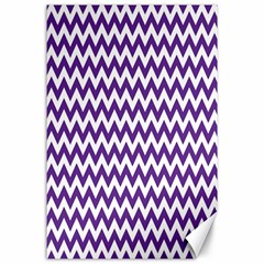 Purple And White Zigzag Pattern Canvas 24  X 36  (unframed) by Zandiepants