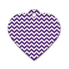 Purple And White Zigzag Pattern Dog Tag Heart (one Sided)  by Zandiepants