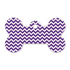 Purple And White Zigzag Pattern Dog Tag Bone (one Sided)