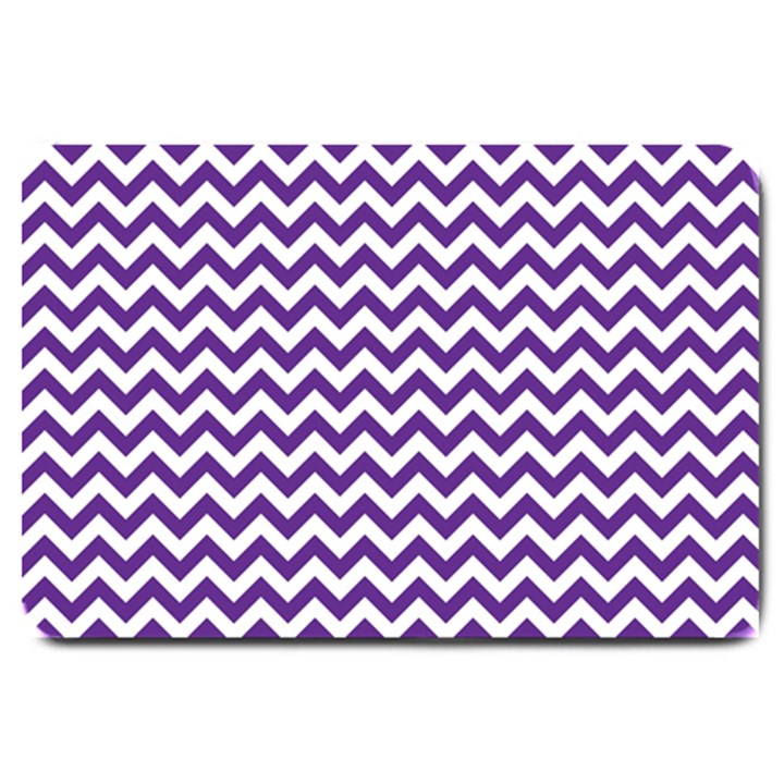 Purple And White Zigzag Pattern Large Door Mat