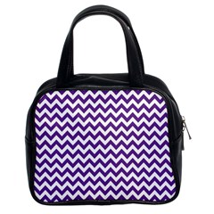 Purple And White Zigzag Pattern Classic Handbag (two Sides) by Zandiepants