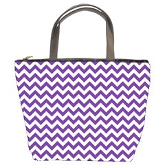 Purple And White Zigzag Pattern Bucket Handbag by Zandiepants