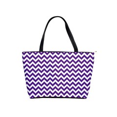 Purple And White Zigzag Pattern Large Shoulder Bag by Zandiepants