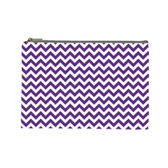 Purple And White Zigzag Pattern Cosmetic Bag (large) by Zandiepants