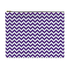 Purple And White Zigzag Pattern Cosmetic Bag (xl) by Zandiepants