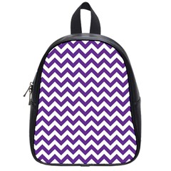 Purple And White Zigzag Pattern School Bag (small) by Zandiepants