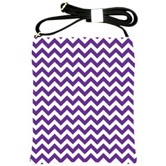 Purple And White Zigzag Pattern Shoulder Sling Bag by Zandiepants