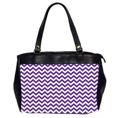 Purple And White Zigzag Pattern Oversize Office Handbag (two Sides) by Zandiepants