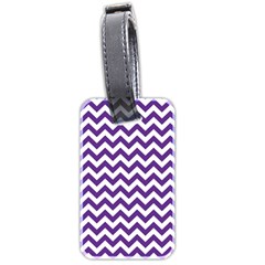 Purple And White Zigzag Pattern Luggage Tag (two Sides) by Zandiepants