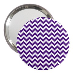 Purple And White Zigzag Pattern 3  Handbag Mirror by Zandiepants