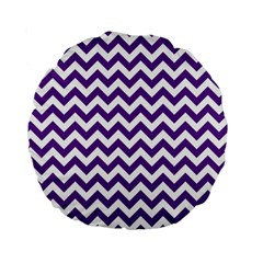 Purple And White Zigzag Pattern 15  Premium Round Cushion 