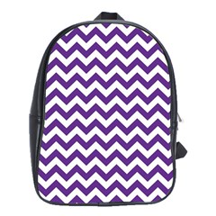 Purple And White Zigzag Pattern School Bag (xl) by Zandiepants