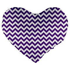 Purple And White Zigzag Pattern 19  Premium Heart Shape Cushion