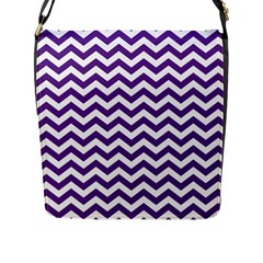 Purple And White Zigzag Pattern Flap Closure Messenger Bag (large) by Zandiepants