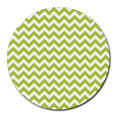 Spring Green And White Zigzag Pattern 8  Mouse Pad (round) by Zandiepants