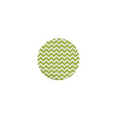 Spring Green And White Zigzag Pattern 1  Mini Button by Zandiepants