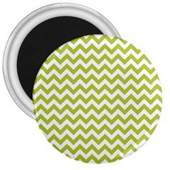 Spring Green And White Zigzag Pattern 3  Button Magnet by Zandiepants