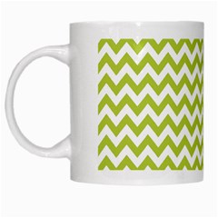 Spring Green And White Zigzag Pattern White Coffee Mug by Zandiepants