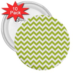 Spring Green And White Zigzag Pattern 3  Button (10 Pack) by Zandiepants