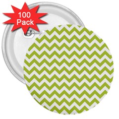 Spring Green And White Zigzag Pattern 3  Button (100 Pack) by Zandiepants