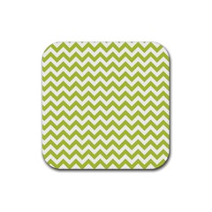 Spring Green And White Zigzag Pattern Drink Coaster (square)