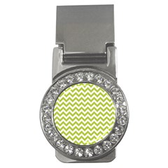 Spring Green And White Zigzag Pattern Money Clip (cz)