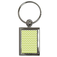 Spring Green And White Zigzag Pattern Key Chain (rectangle) by Zandiepants