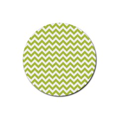 Spring Green And White Zigzag Pattern Drink Coaster (round)