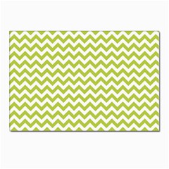 Spring Green And White Zigzag Pattern Postcards 5  X 7  (10 Pack) by Zandiepants