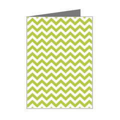 Spring Green And White Zigzag Pattern Mini Greeting Card