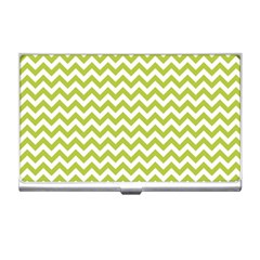 Spring Green And White Zigzag Pattern Business Card Holder