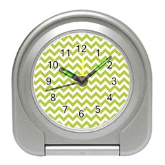 Spring Green And White Zigzag Pattern Desk Alarm Clock