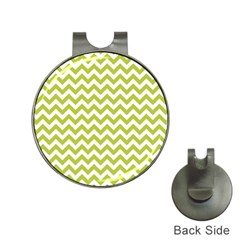 Spring Green And White Zigzag Pattern Hat Clip With Golf Ball Marker