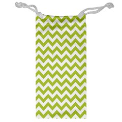 Spring Green And White Zigzag Pattern Jewelry Bag