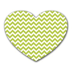 Spring Green And White Zigzag Pattern Mouse Pad (heart) by Zandiepants