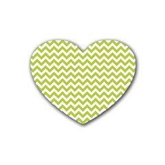 Spring Green And White Zigzag Pattern Drink Coasters (heart)