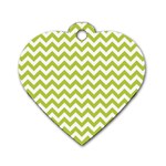 Spring Green And White Zigzag Pattern Dog Tag Heart (Two Sided) Front