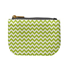 Spring Green And White Zigzag Pattern Coin Change Purse by Zandiepants