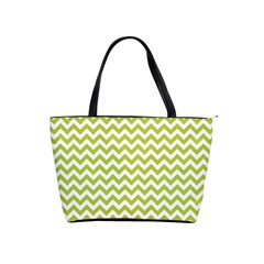 Spring Green And White Zigzag Pattern Large Shoulder Bag by Zandiepants