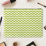 Spring Green And White Zigzag Pattern Cosmetic Bag (XL) Back