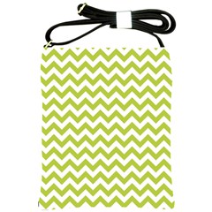 Spring Green And White Zigzag Pattern Shoulder Sling Bag by Zandiepants