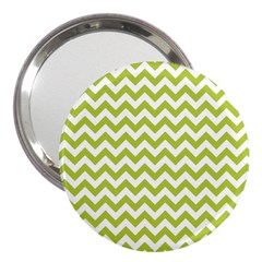 Spring Green And White Zigzag Pattern 3  Handbag Mirror