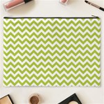 Spring Green And White Zigzag Pattern Cosmetic Bag (XXXL) Back