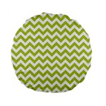 Spring Green And White Zigzag Pattern 15  Premium Round Cushion  Back