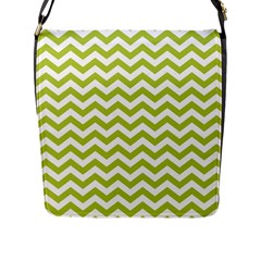 Spring Green And White Zigzag Pattern Flap Closure Messenger Bag (large) by Zandiepants