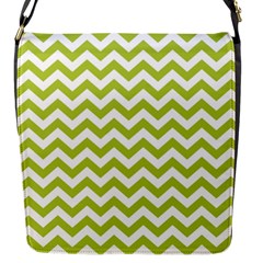 Spring Green And White Zigzag Pattern Flap Closure Messenger Bag (small) by Zandiepants